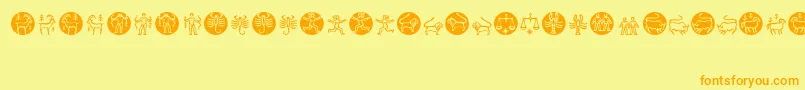 フォントZodiac – オレンジの文字が黄色の背景にあります。