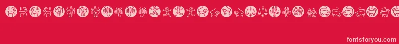 Zodiac-fontti – vaaleanpunaiset fontit punaisella taustalla