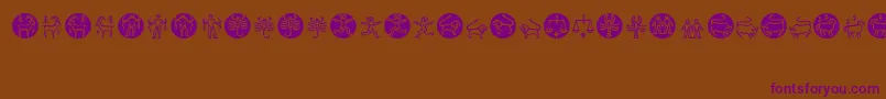 Czcionka Zodiac – fioletowe czcionki na brązowym tle