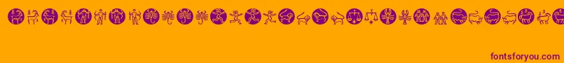 Zodiac-Schriftart – Violette Schriften auf orangefarbenem Hintergrund
