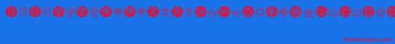 Czcionka Zodiac – czerwone czcionki na niebieskim tle
