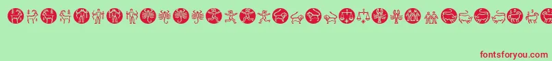 Czcionka Zodiac – czerwone czcionki na zielonym tle