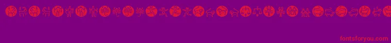 Zodiac-Schriftart – Rote Schriften auf violettem Hintergrund