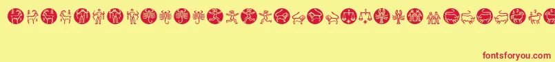 Zodiac-fontti – punaiset fontit keltaisella taustalla