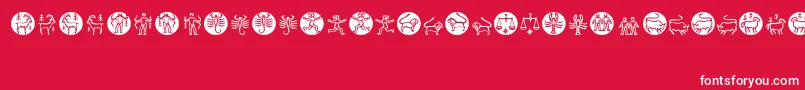 Zodiac-fontti – valkoiset fontit punaisella taustalla