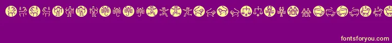 フォントZodiac – 紫の背景に黄色のフォント