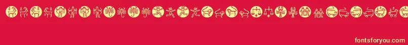 Fonte Zodiac – fontes amarelas em um fundo vermelho