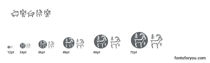 Größen der Schriftart Zodiac