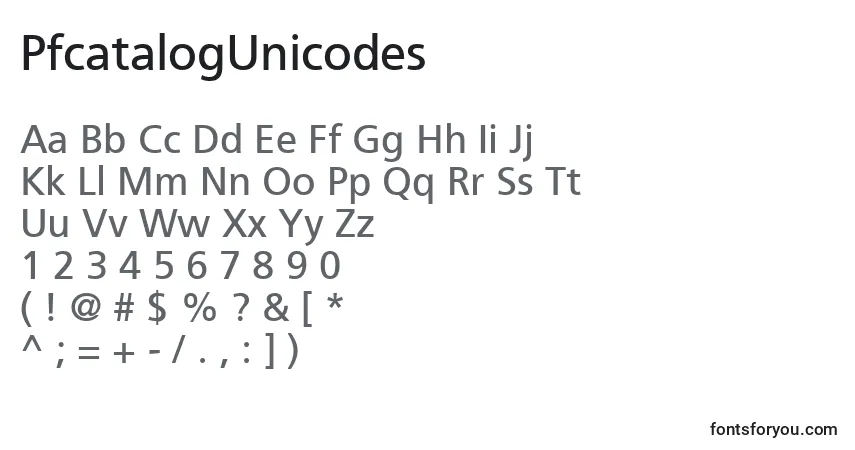 PfcatalogUnicodes-fontti – aakkoset, numerot, erikoismerkit