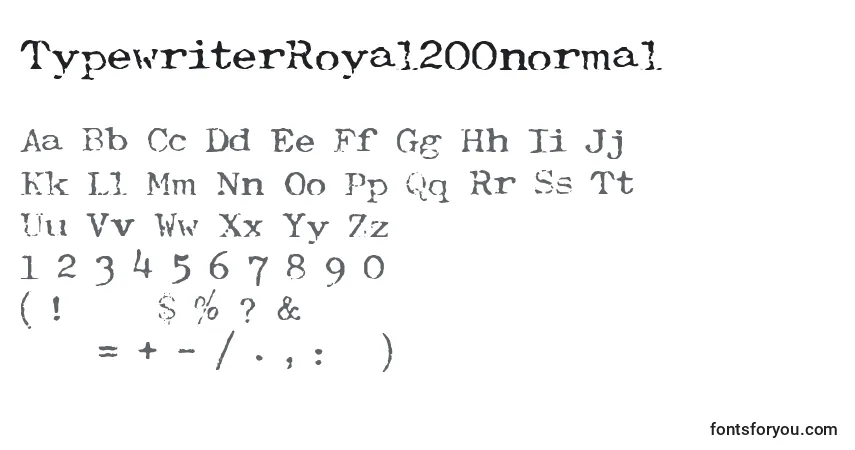 Czcionka TypewriterRoyal200normal – alfabet, cyfry, specjalne znaki
