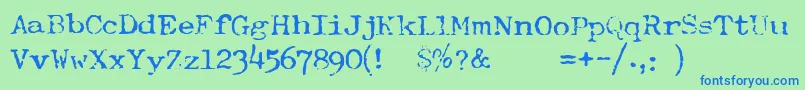 TypewriterRoyal200normal Font – Blue Fonts on Green Background