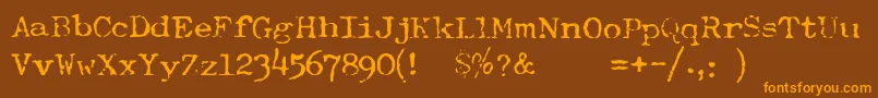 TypewriterRoyal200normal-Schriftart – Orangefarbene Schriften auf braunem Hintergrund