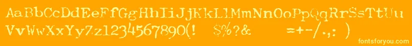 TypewriterRoyal200normal-Schriftart – Gelbe Schriften auf orangefarbenem Hintergrund