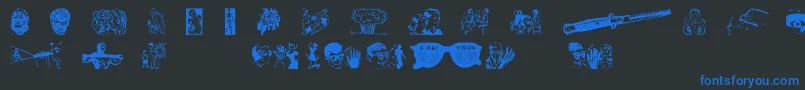 HeyKids Font – Blue Fonts on Black Background