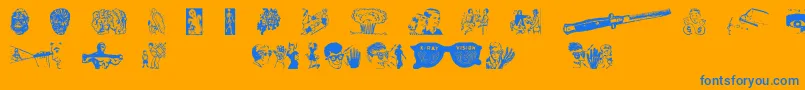 HeyKids Font – Blue Fonts on Orange Background