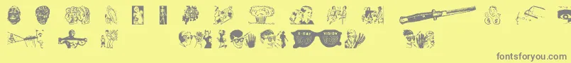 HeyKids-fontti – harmaat kirjasimet keltaisella taustalla