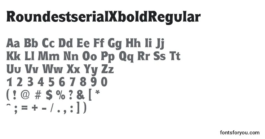 Czcionka RoundestserialXboldRegular – alfabet, cyfry, specjalne znaki