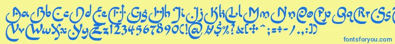 フォントLinotypepidenashiOne – 青い文字が黄色の背景にあります。