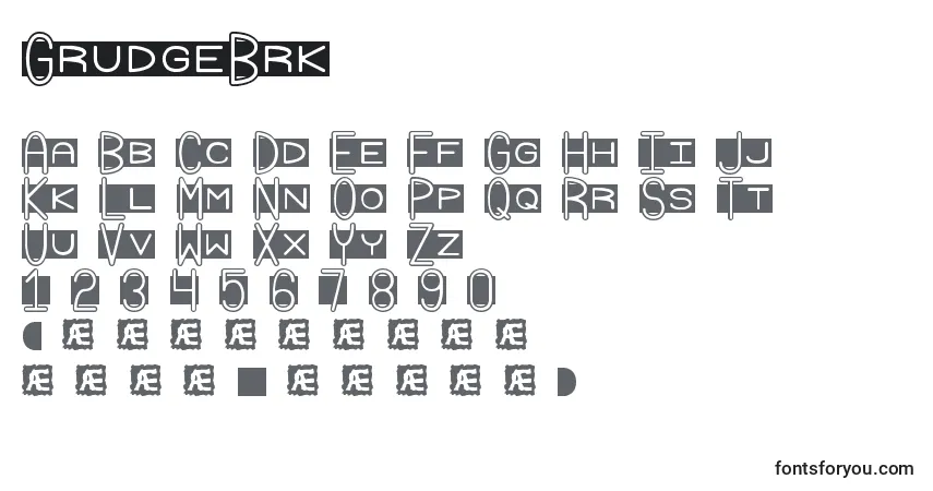 Fuente GrudgeBrk - alfabeto, números, caracteres especiales
