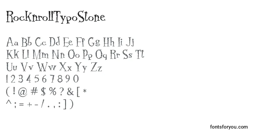 Czcionka RocknrollTypoStone – alfabet, cyfry, specjalne znaki