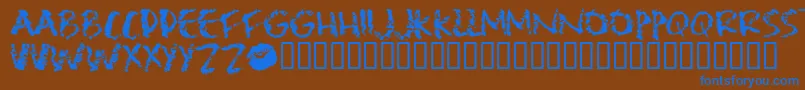 フォントLipst – 茶色の背景に青い文字