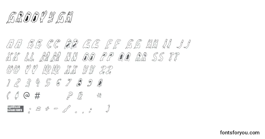 A fonte Groovygh – alfabeto, números, caracteres especiais