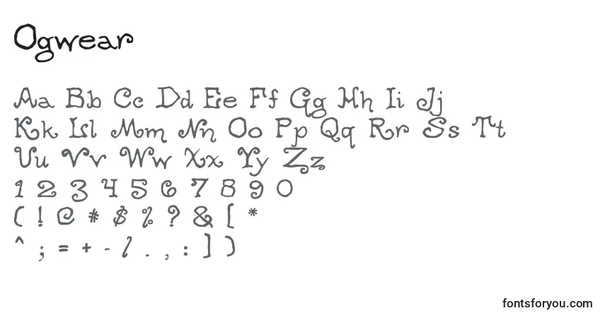Schriftart Ogwear – Alphabet, Zahlen, spezielle Symbole