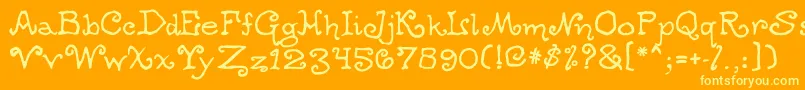 Ogwear-Schriftart – Gelbe Schriften auf orangefarbenem Hintergrund