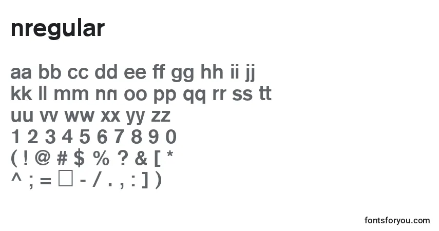 Fuente NRegular - alfabeto, números, caracteres especiales
