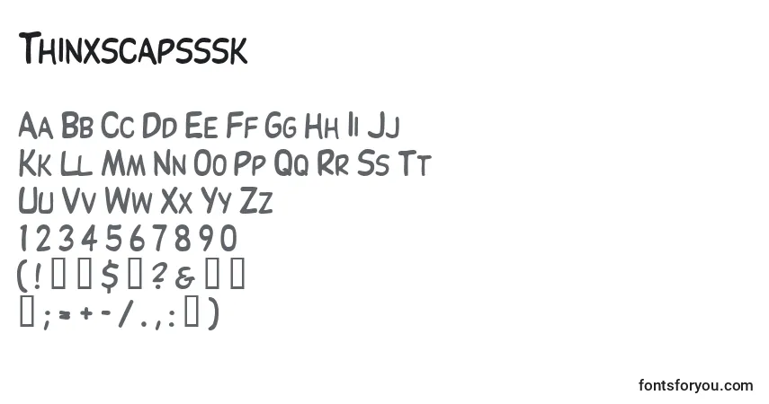 A fonte Thinxscapsssk – alfabeto, números, caracteres especiais