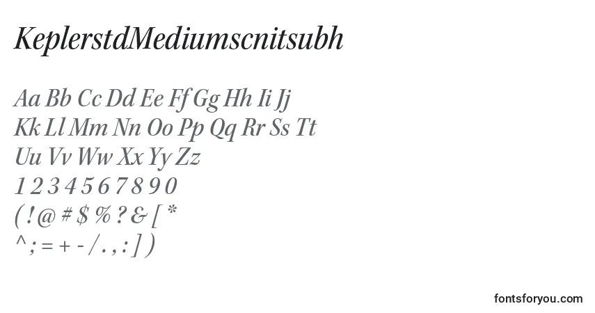 A fonte KeplerstdMediumscnitsubh – alfabeto, números, caracteres especiais