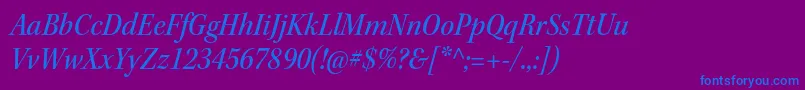 KeplerstdMediumscnitsubh-fontti – siniset fontit violetilla taustalla