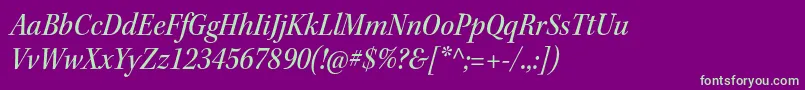 KeplerstdMediumscnitsubh-fontti – vihreät fontit violetilla taustalla