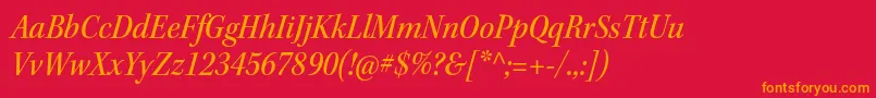 フォントKeplerstdMediumscnitsubh – 赤い背景にオレンジの文字