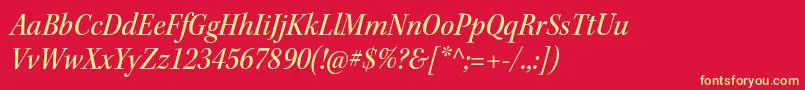 KeplerstdMediumscnitsubh-fontti – keltaiset fontit punaisella taustalla