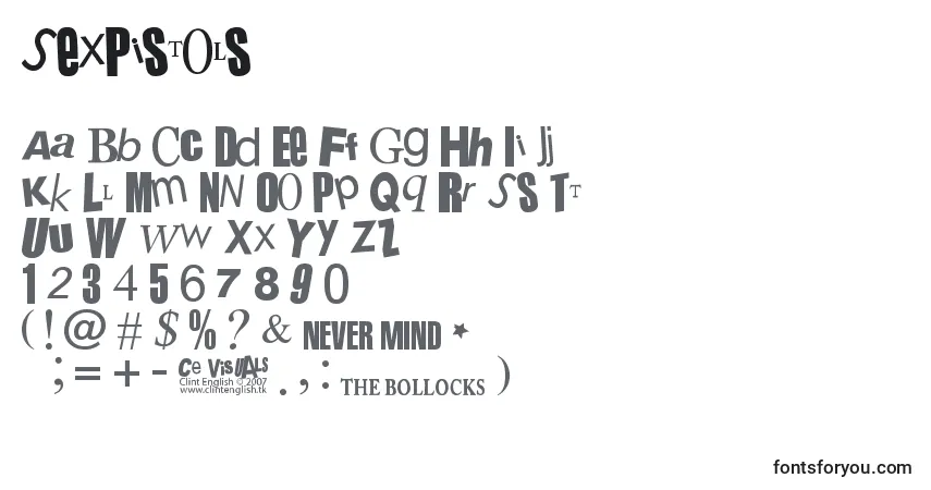 Шрифт SexPistols – алфавит, цифры, специальные символы