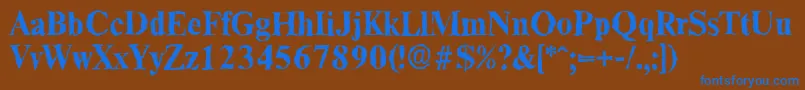 ThamesrandomBold-Schriftart – Blaue Schriften auf braunem Hintergrund