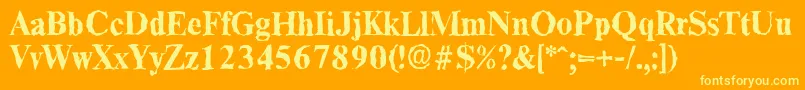 ThamesrandomBold-Schriftart – Gelbe Schriften auf orangefarbenem Hintergrund