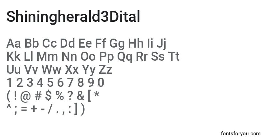 Schriftart Shiningherald3Dital – Alphabet, Zahlen, spezielle Symbole