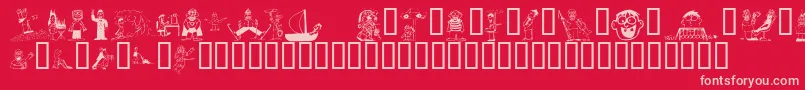 KrSillyArtPeople Font – Pink Fonts on Red Background
