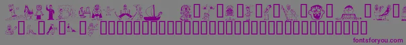 フォントKrSillyArtPeople – 紫色のフォント、灰色の背景