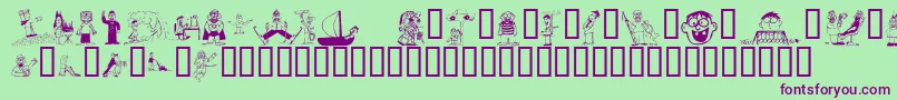 KrSillyArtPeople Font – Purple Fonts on Green Background