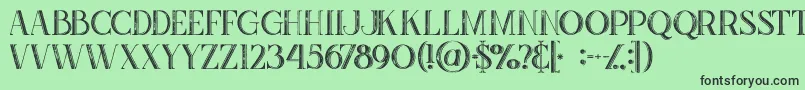 Fonte Zahrainlinegrunge – fontes pretas em um fundo verde