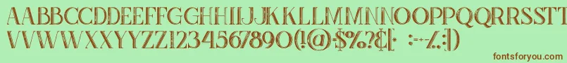 Fonte Zahrainlinegrunge – fontes marrons em um fundo verde