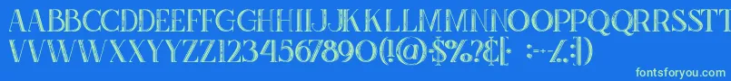 Zahrainlinegrunge-Schriftart – Grüne Schriften auf blauem Hintergrund