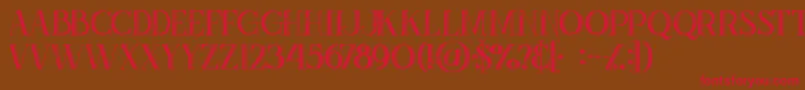 フォントZahrainlinegrunge – 赤い文字が茶色の背景にあります。
