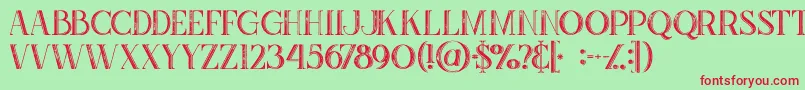 Zahrainlinegrunge-Schriftart – Rote Schriften auf grünem Hintergrund