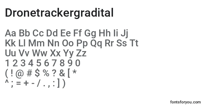 Dronetrackergradital Font – alphabet, numbers, special characters