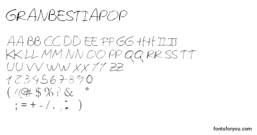 Czcionka Granbestiapop – alfabet, cyfry, specjalne znaki