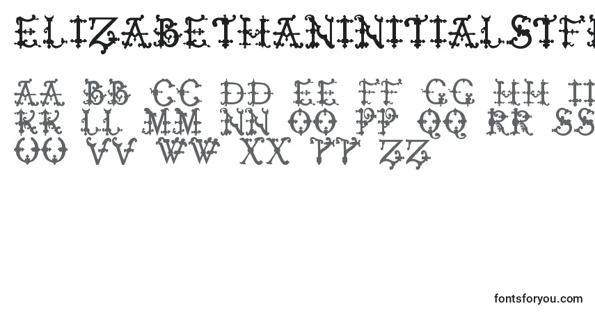 Schriftart ElizabethanInitialsTfb – Alphabet, Zahlen, spezielle Symbole
